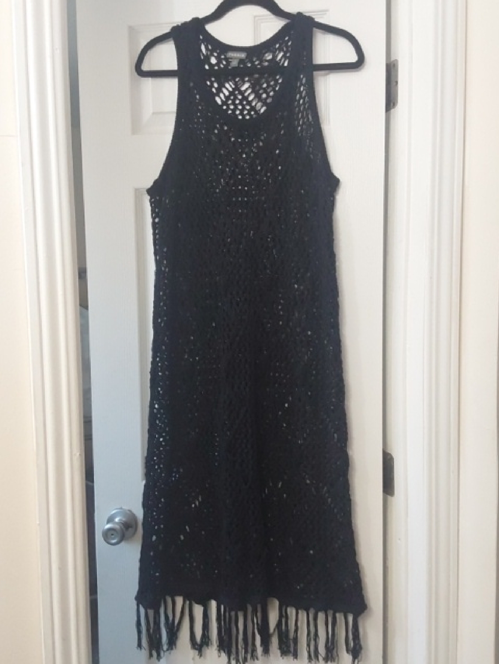 torrid Black Crochet Fringe Maxi Swim Coverup